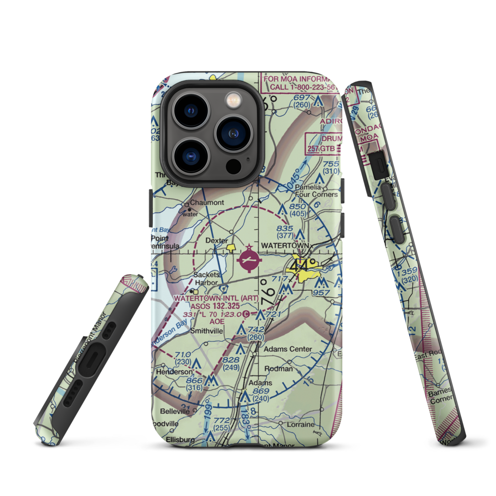 Watertown International Airport (ART) VFR Sectional  Tough iPhone Case iPhone 13 Pro model shown