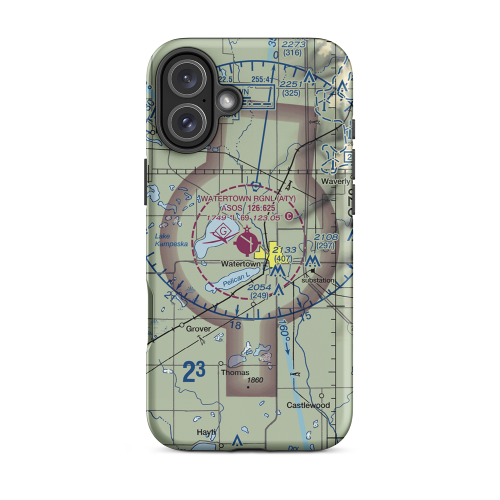 Watertown Regional Airport (ATY) VFR Sectional  Tough iPhone Case iPhone 16 Plus model shown
