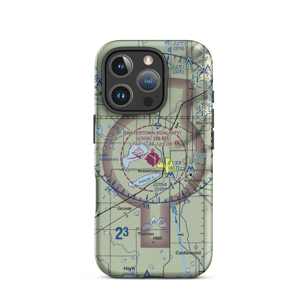 Watertown Regional Airport (ATY) VFR Sectional  Tough iPhone Case iPhone 16 Pro model shown