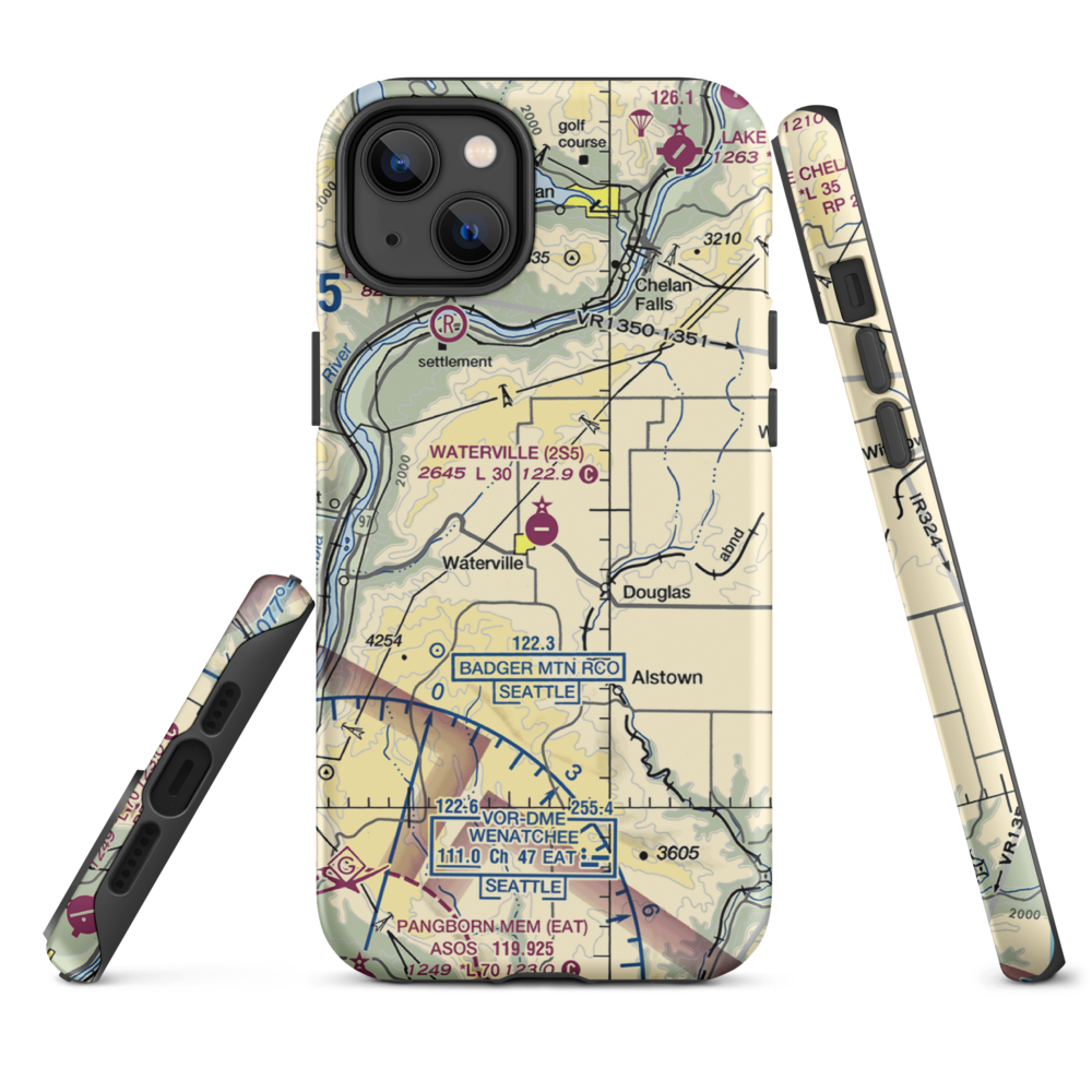 Waterville Airport (2S5) VFR Sectional  Tough iPhone Case iPhone 14 Plus model shown