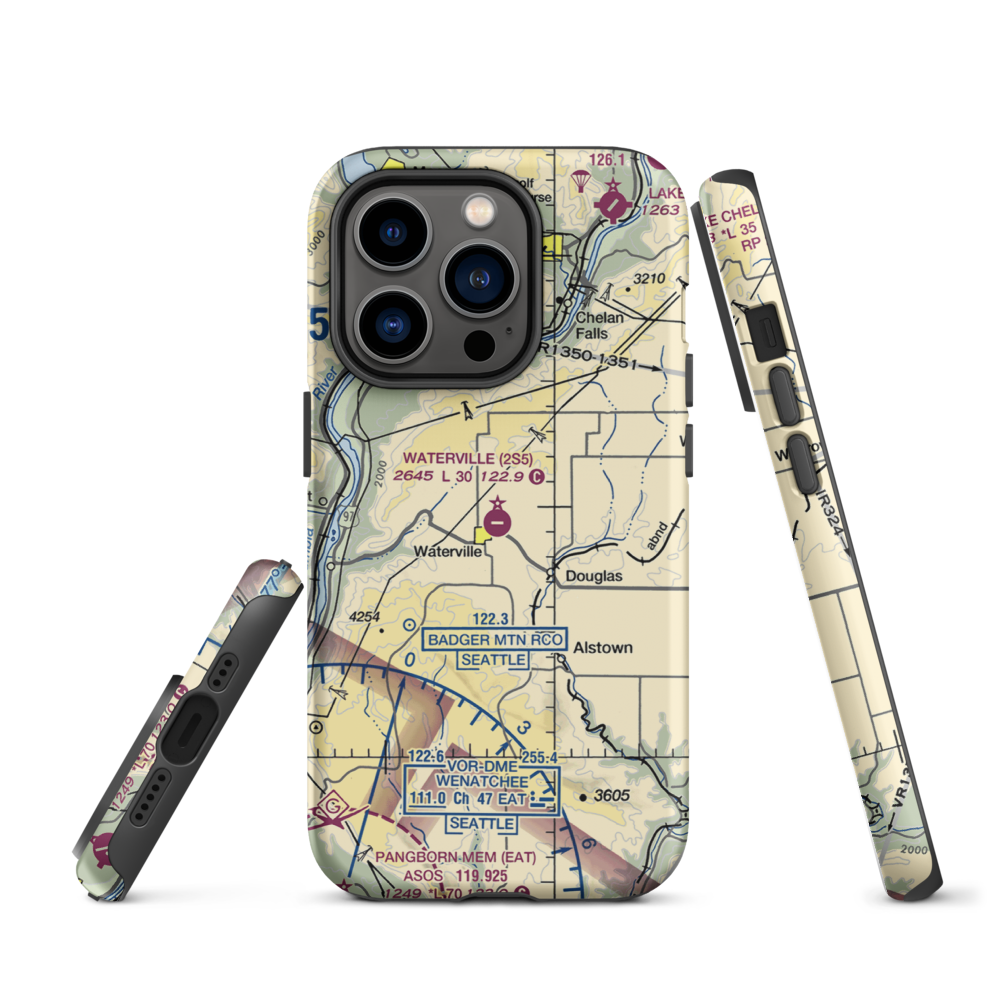 Waterville Airport (2S5) VFR Sectional  Tough iPhone Case iPhone 14 Pro model shown