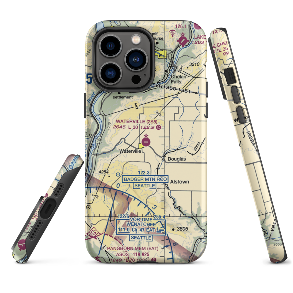 Waterville Airport (2S5) VFR Sectional  Tough iPhone Case iPhone 14 Pro Max model shown