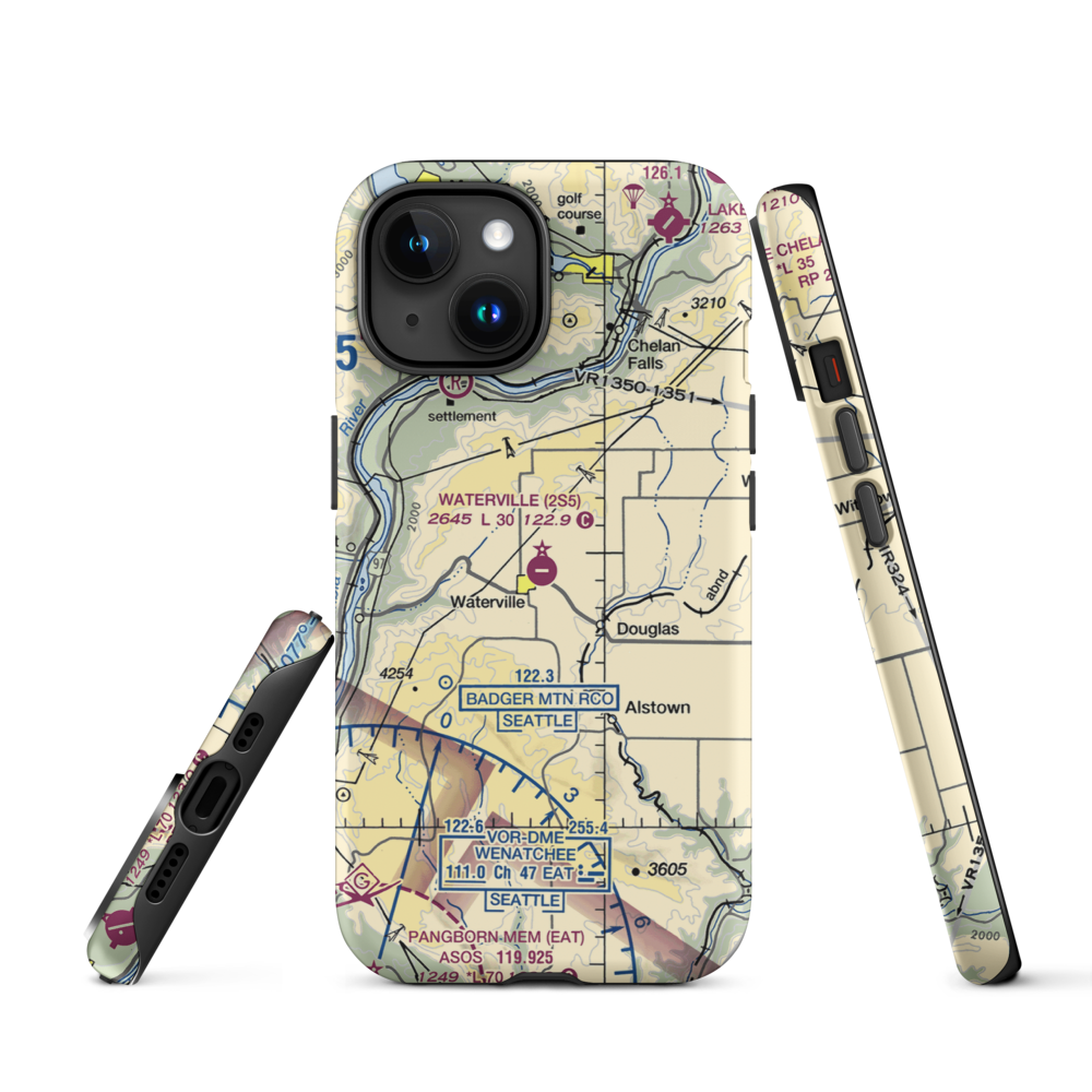 Waterville Airport (2S5) VFR Sectional  Tough iPhone Case iPhone 15 model shown