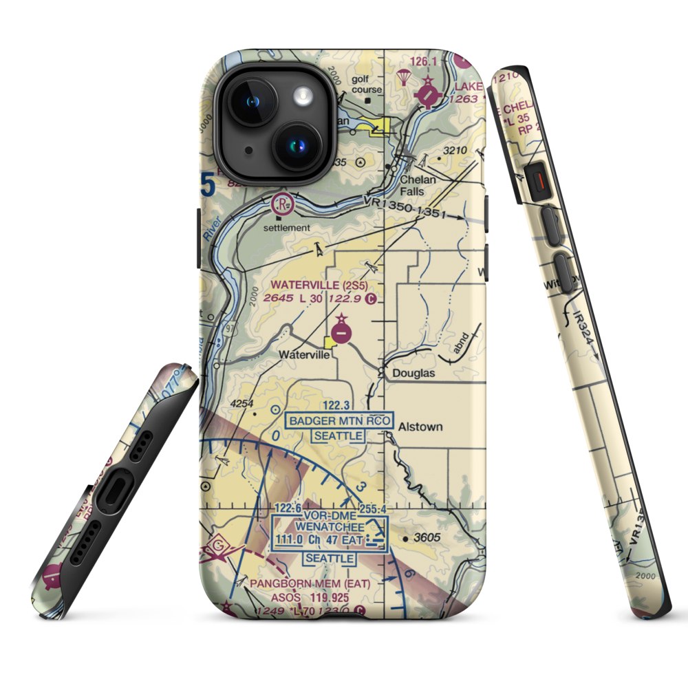 Waterville Airport (2S5) VFR Sectional  Tough iPhone Case iPhone 15 Plus model shown