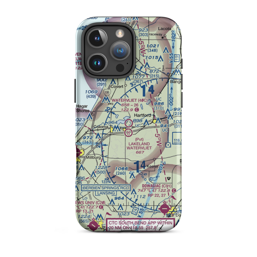 Watervliet Municipal Airport (40C) VFR Sectional  Tough iPhone Case iPhone 16 Pro Max model shown
