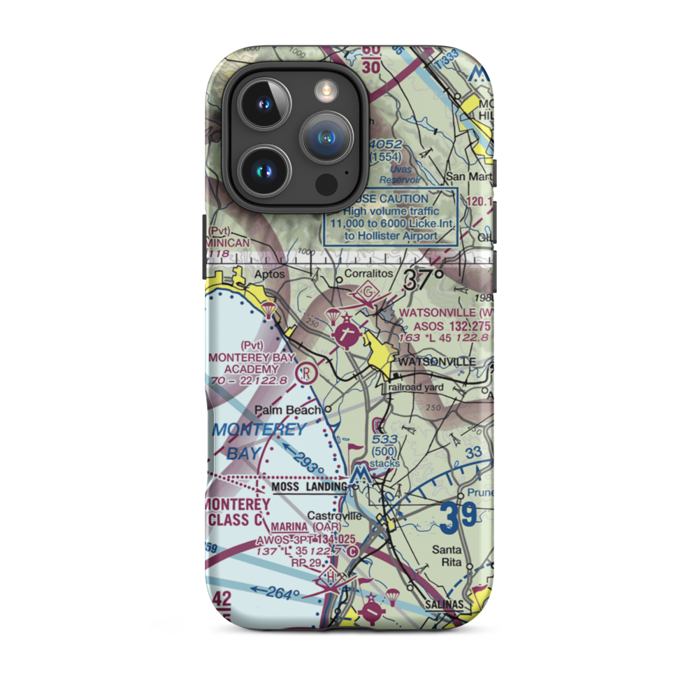 Watsonville Municipal Airport (WVI) VFR Sectional  Tough iPhone Case iPhone 16 Pro Max model shown