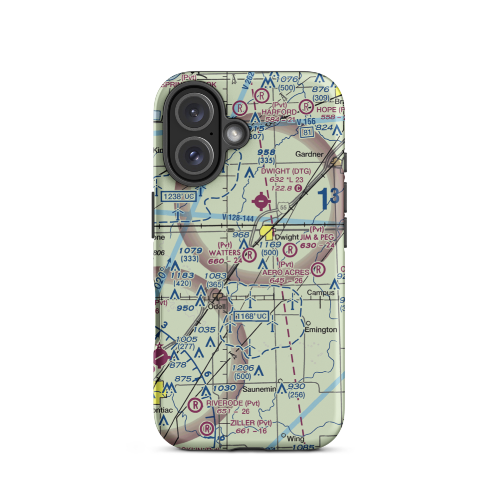 Watters Airport (2IL2) VFR Sectional  Tough iPhone Case iPhone 16 model shown