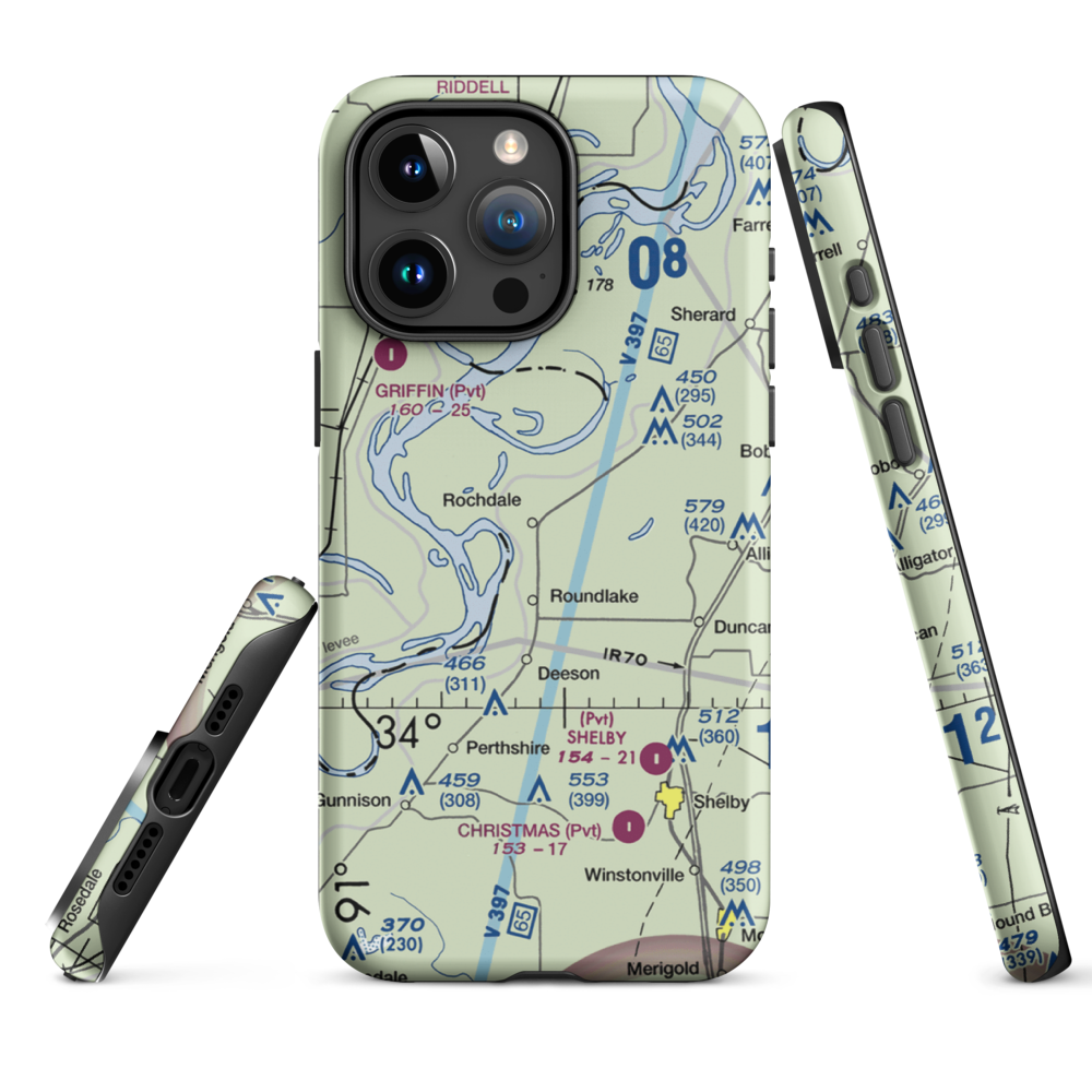 Watts Field (02MS) VFR Sectional  Tough iPhone Case iPhone 15 Pro Max model shown
