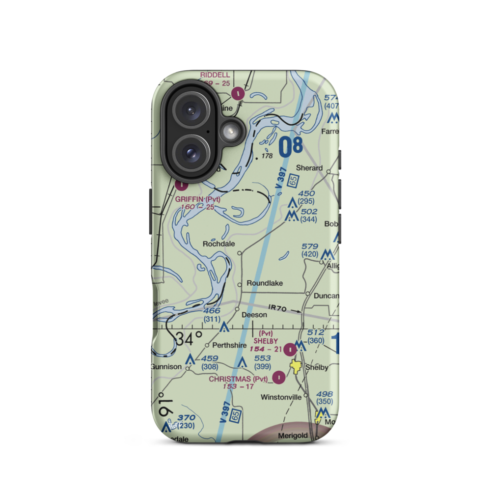 Watts Field (02MS) VFR Sectional  Tough iPhone Case iPhone 16 model shown
