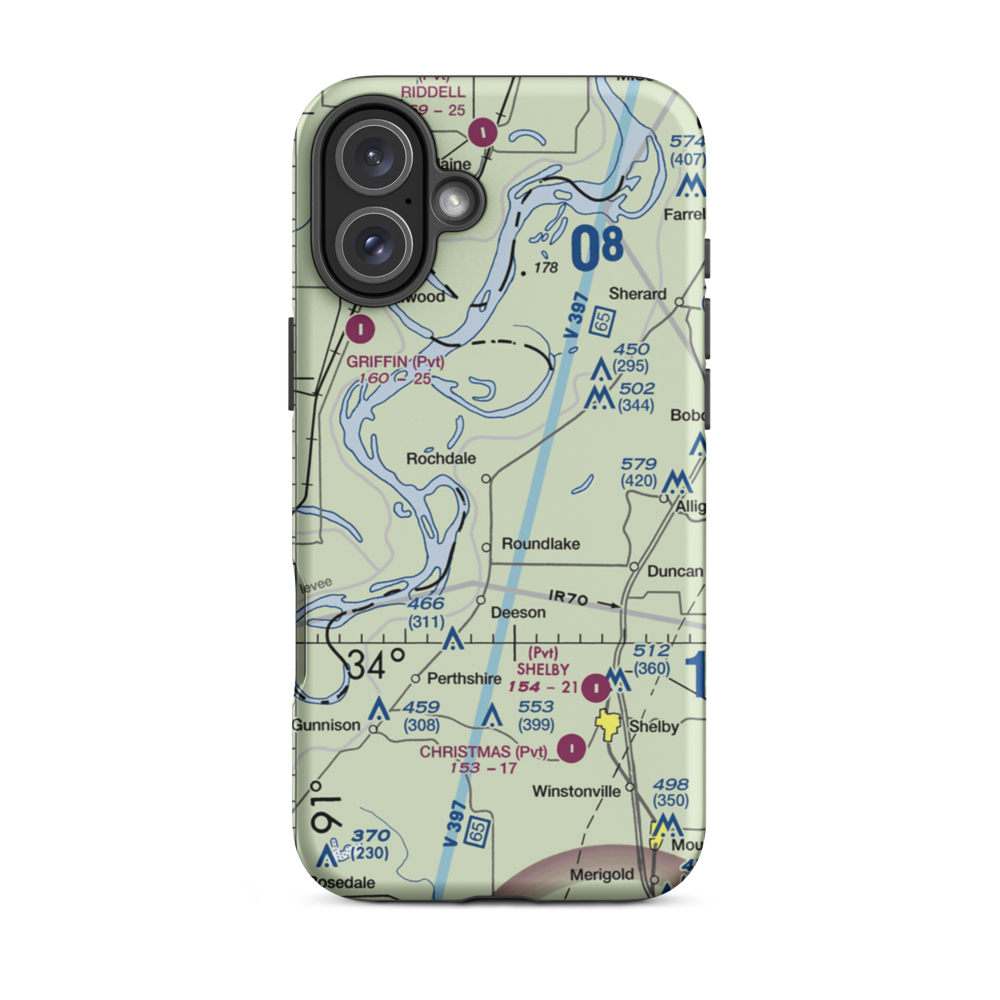 Watts Field (02MS) VFR Sectional  Tough iPhone Case iPhone 16 Plus model shown