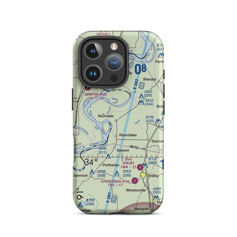 Watts Field (02MS) VFR Sectional  Tough iPhone Case iPhone 16 Pro model shown