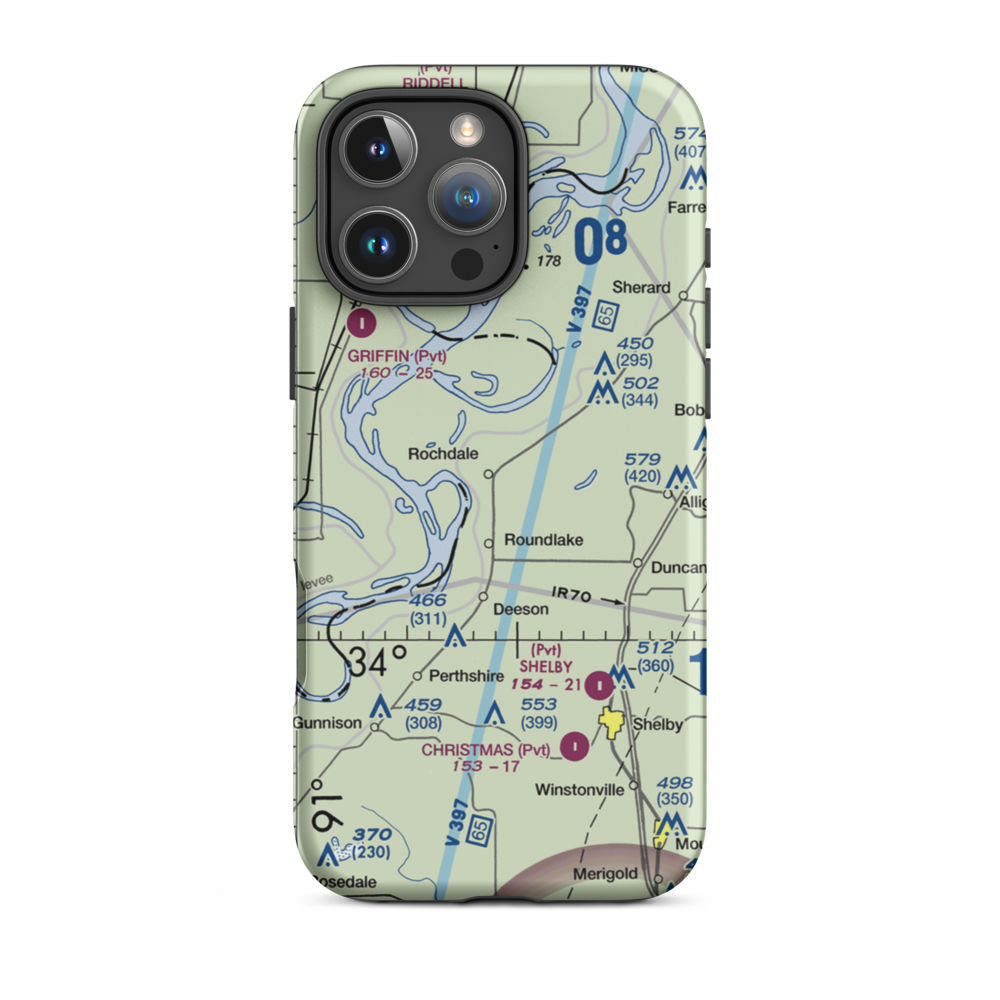 Watts Field (02MS) VFR Sectional  Tough iPhone Case iPhone 16 Pro Max model shown