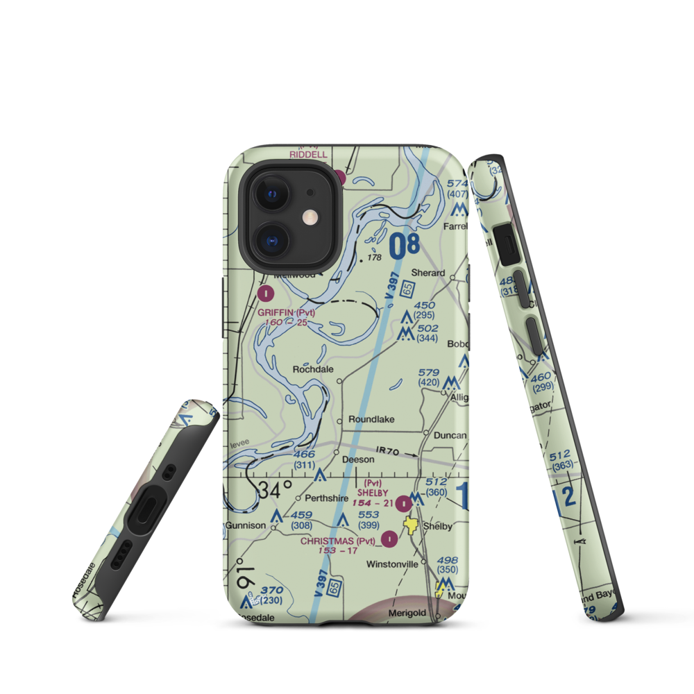 Watts Field (02MS) VFR Sectional  Tough iPhone Case iPhone 12 mini model shown