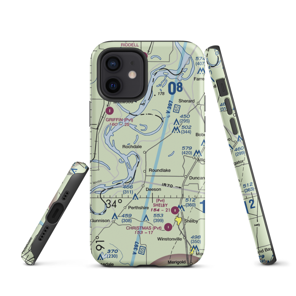 Watts Field (02MS) VFR Sectional  Tough iPhone Case iPhone 12 model shown