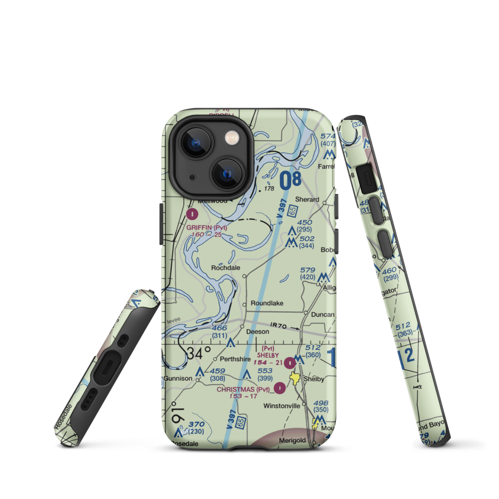 Watts Field (02MS) VFR Sectional  Tough iPhone Case iPhone 13 mini model shown