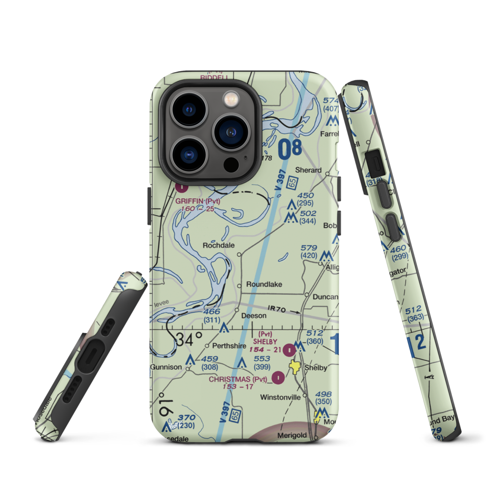 Watts Field (02MS) VFR Sectional  Tough iPhone Case iPhone 13 Pro model shown