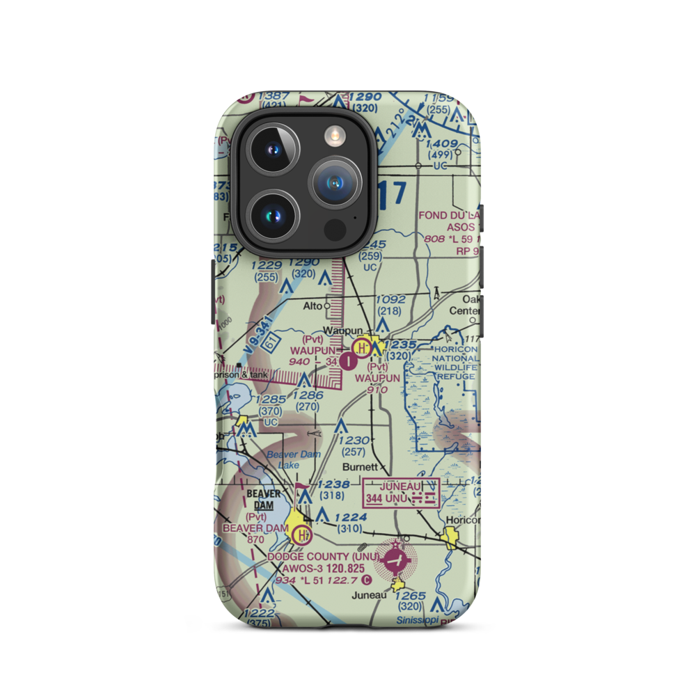 Waupun Airport (WI07) VFR Sectional  Tough iPhone Case iPhone 16 Pro model shown
