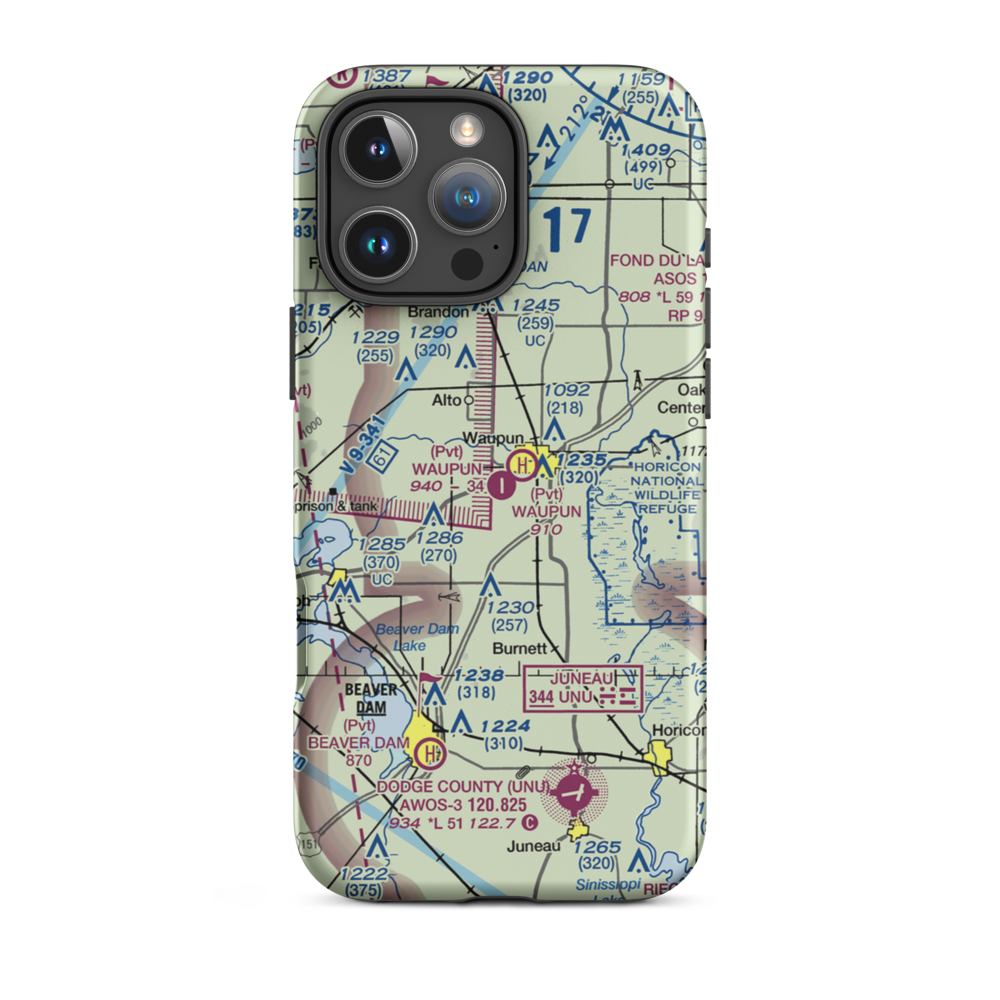 Waupun Airport (WI07) VFR Sectional  Tough iPhone Case iPhone 16 Pro Max model shown