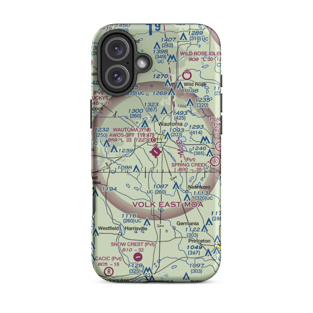 Wautoma Municipal Airport (Y50) VFR Sectional  Tough iPhone Case iPhone 16 Plus model shown