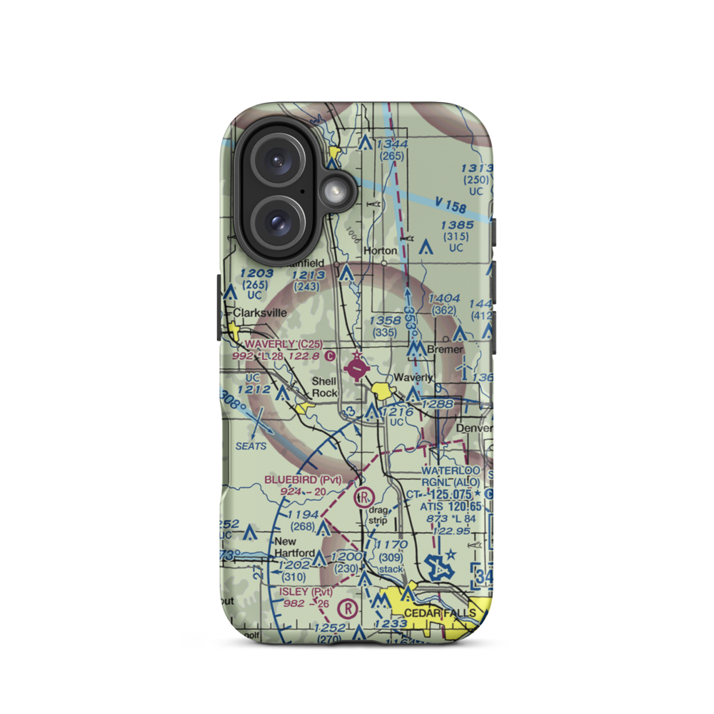 Waverly Municipal Airport (C25) VFR Sectional  Tough iPhone Case iPhone 16 model shown