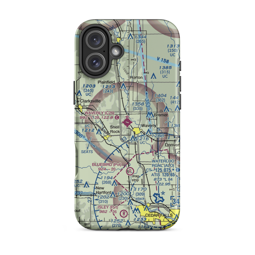 Waverly Municipal Airport (C25) VFR Sectional  Tough iPhone Case iPhone 16 Plus model shown