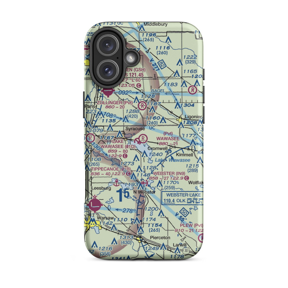 Wawasee Airport (4IN9) VFR Sectional  Tough iPhone Case iPhone 16 Plus model shown