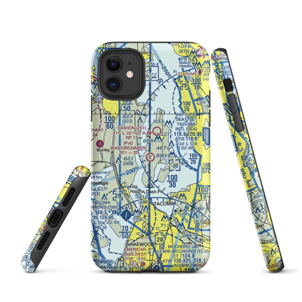 Wax Orchards Airport (WA69) VFR Sectional  Tough iPhone Case iPhone 11 model shown