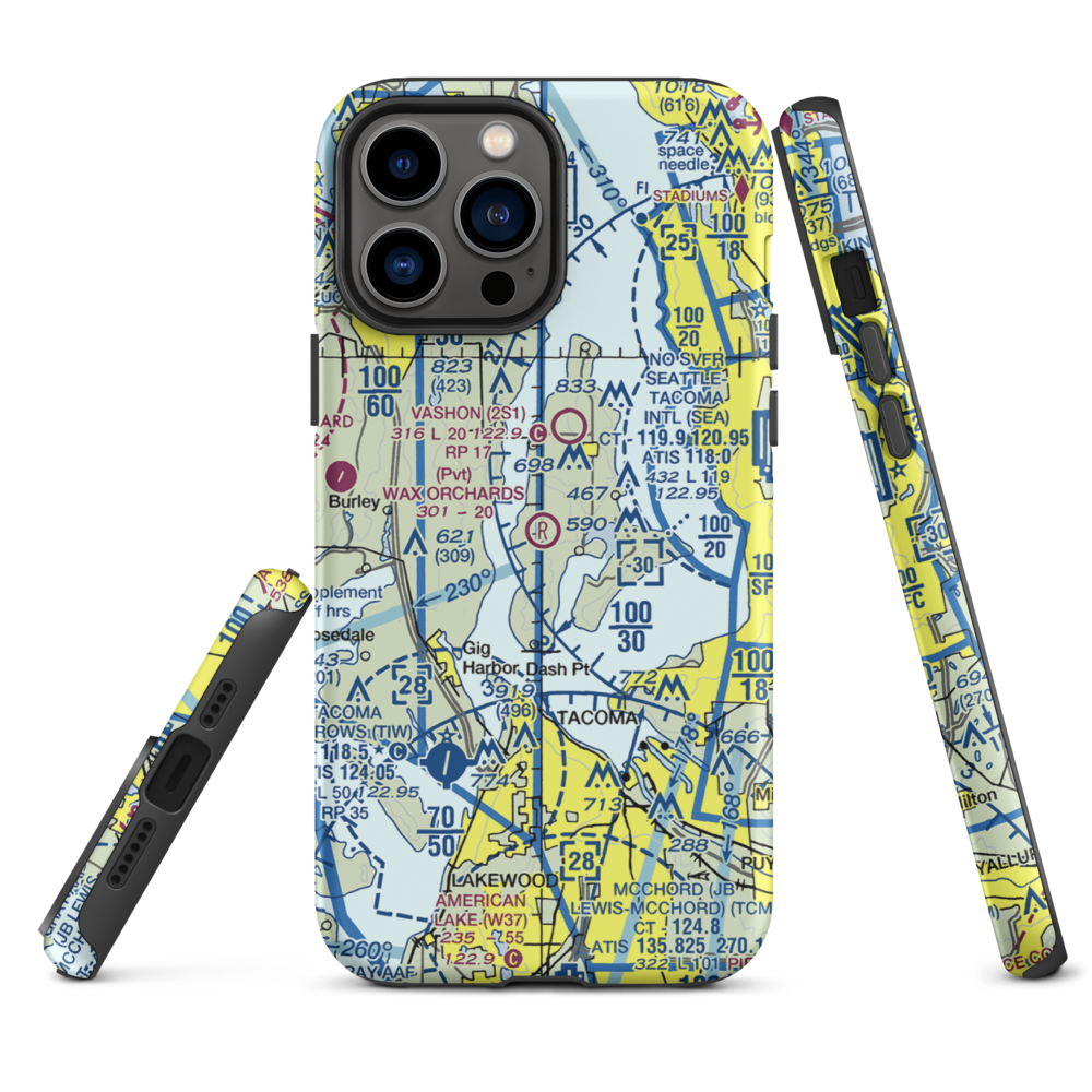 Wax Orchards Airport (WA69) VFR Sectional  Tough iPhone Case iPhone 13 Pro Max model shown