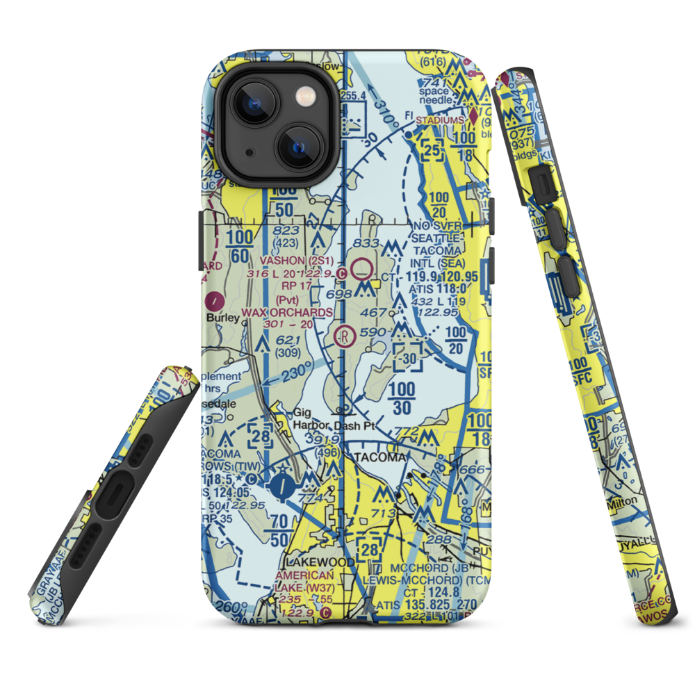 Wax Orchards Airport (WA69) VFR Sectional  Tough iPhone Case iPhone 14 Plus model shown