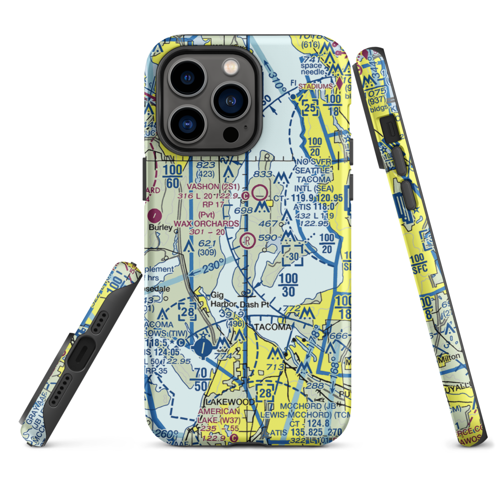 Wax Orchards Airport (WA69) VFR Sectional  Tough iPhone Case iPhone 14 Pro Max model shown