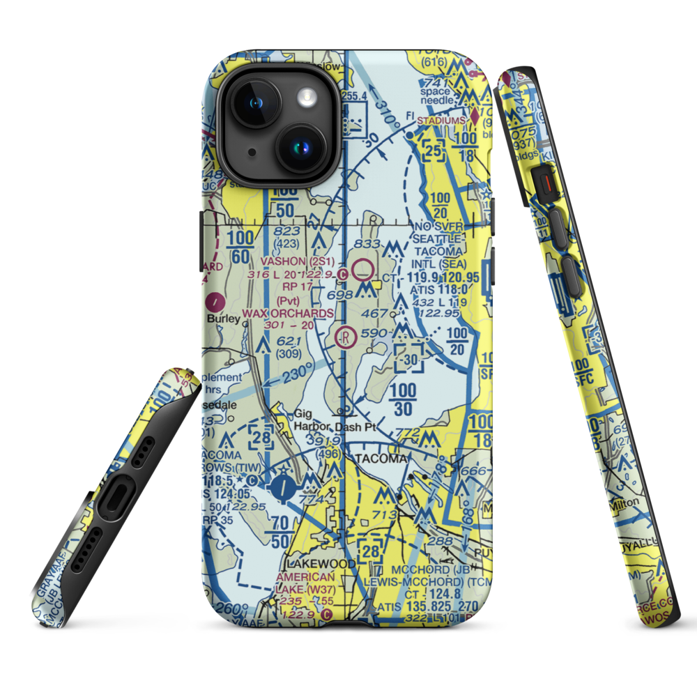 Wax Orchards Airport (WA69) VFR Sectional  Tough iPhone Case iPhone 15 Plus model shown