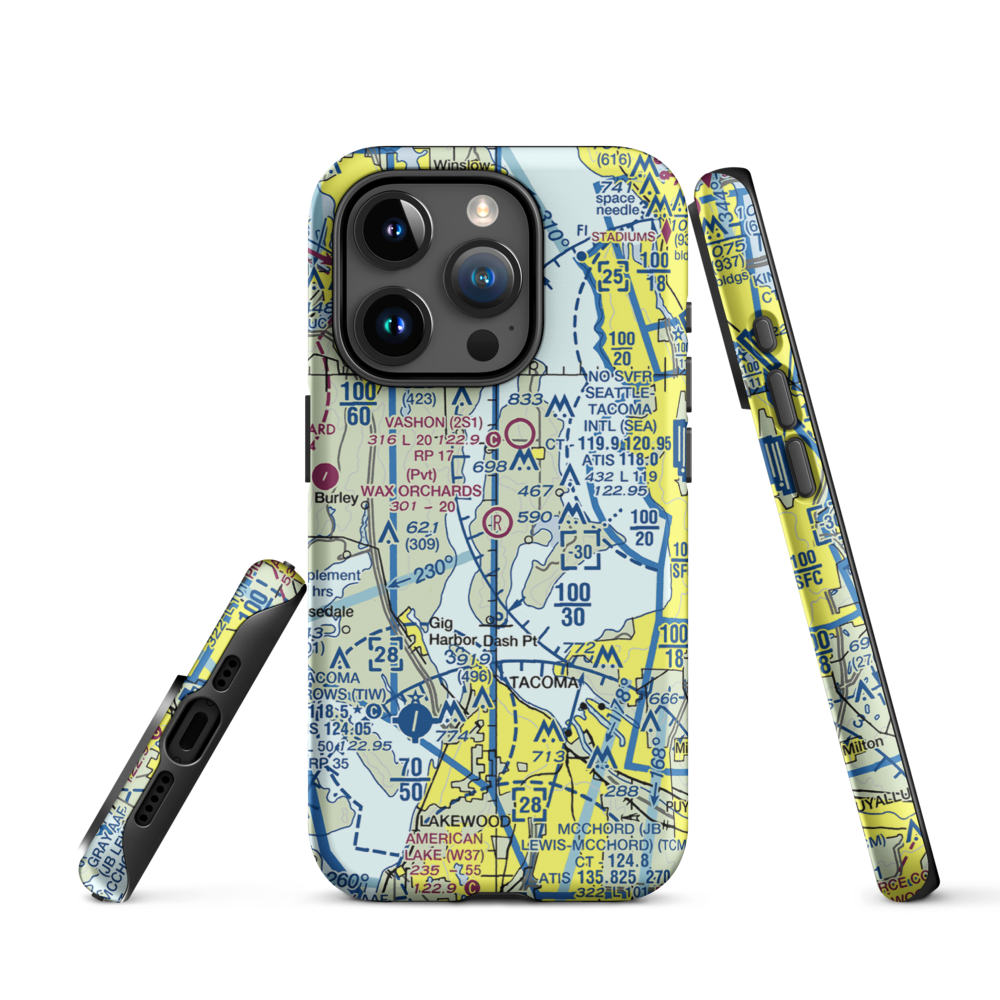 Wax Orchards Airport (WA69) VFR Sectional  Tough iPhone Case iPhone 15 Pro model shown
