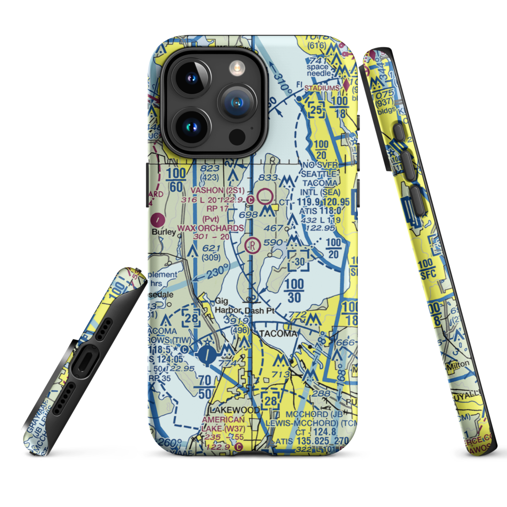 Wax Orchards Airport (WA69) VFR Sectional  Tough iPhone Case iPhone 15 Pro Max model shown