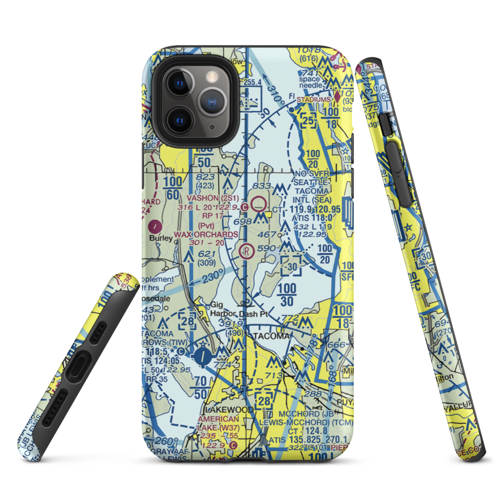 Wax Orchards Airport (WA69) VFR Sectional  Tough iPhone Case iPhone 11 Pro Max model shown