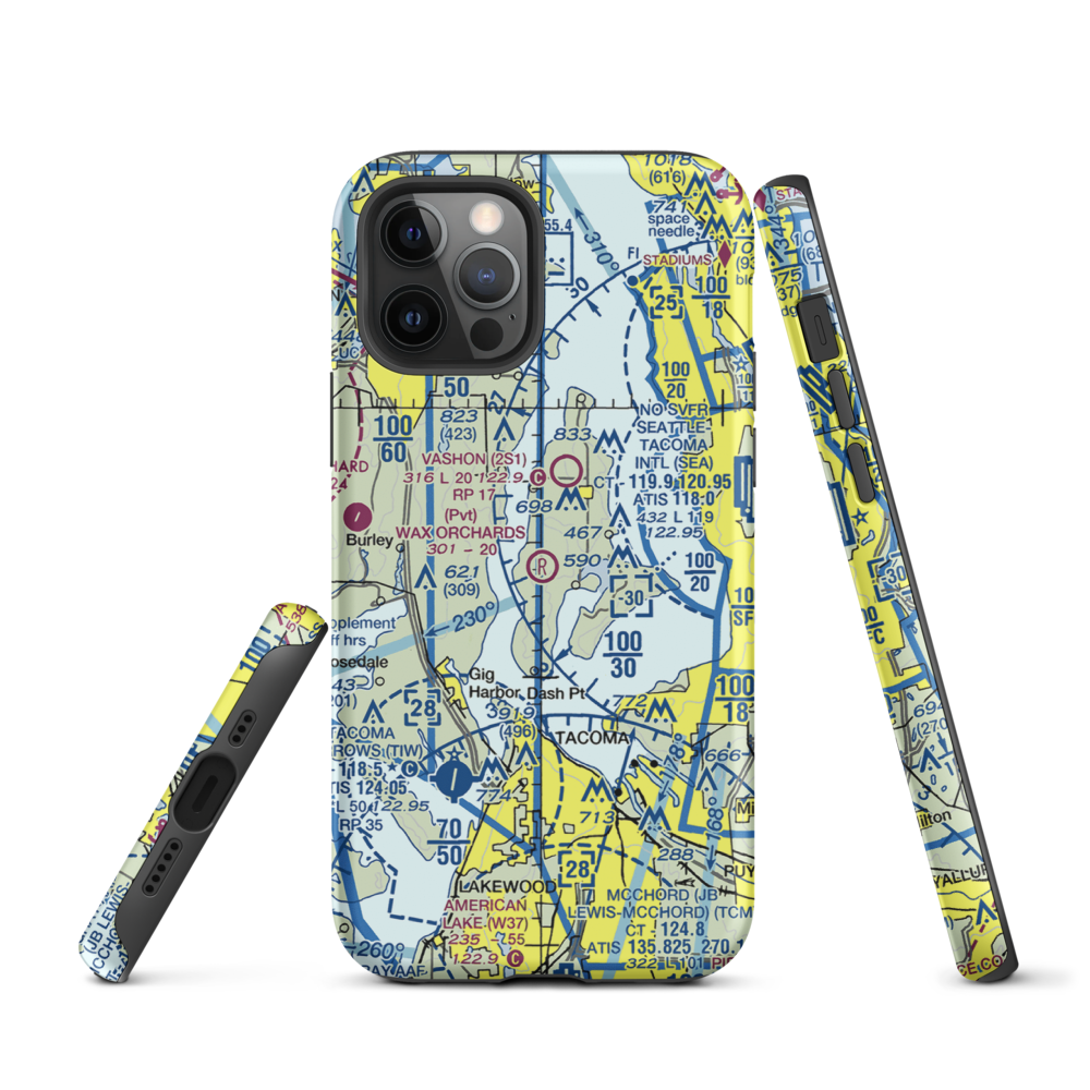 Wax Orchards Airport (WA69) VFR Sectional  Tough iPhone Case iPhone 12 Pro model shown