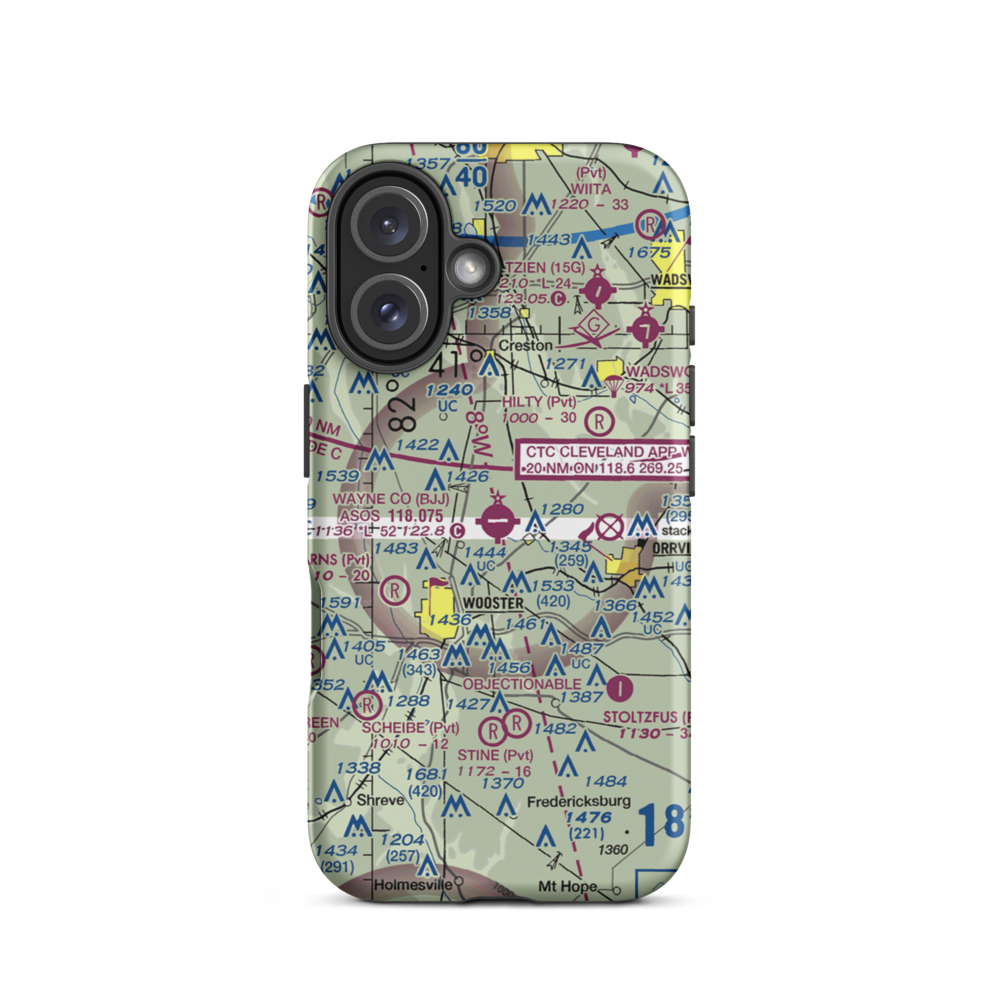 Wayne County Airport (BJJ) VFR Sectional  Tough iPhone Case iPhone 16 model shown