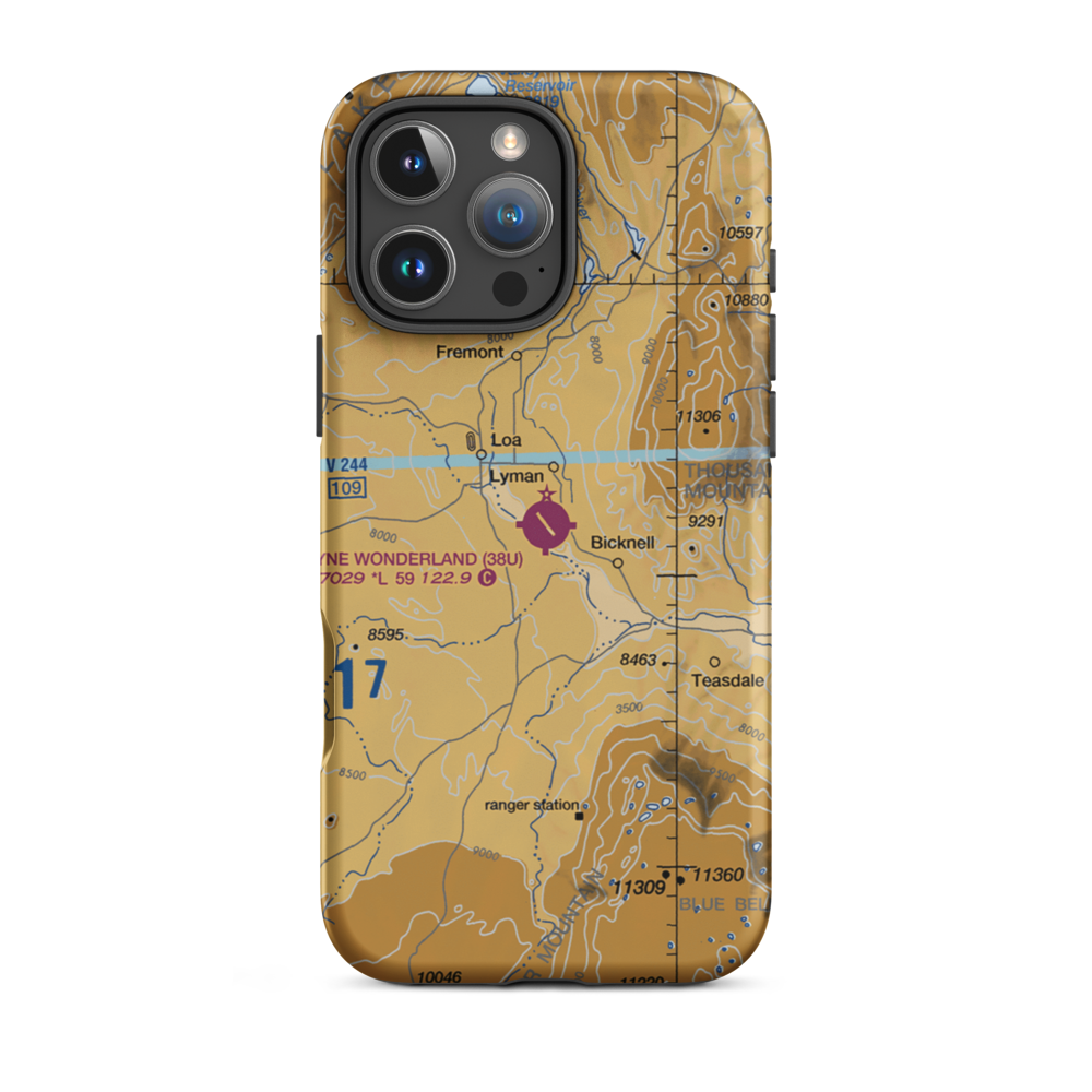 Wayne Wonderland Airport (38U) VFR Sectional  Tough iPhone Case iPhone 16 Pro Max model shown