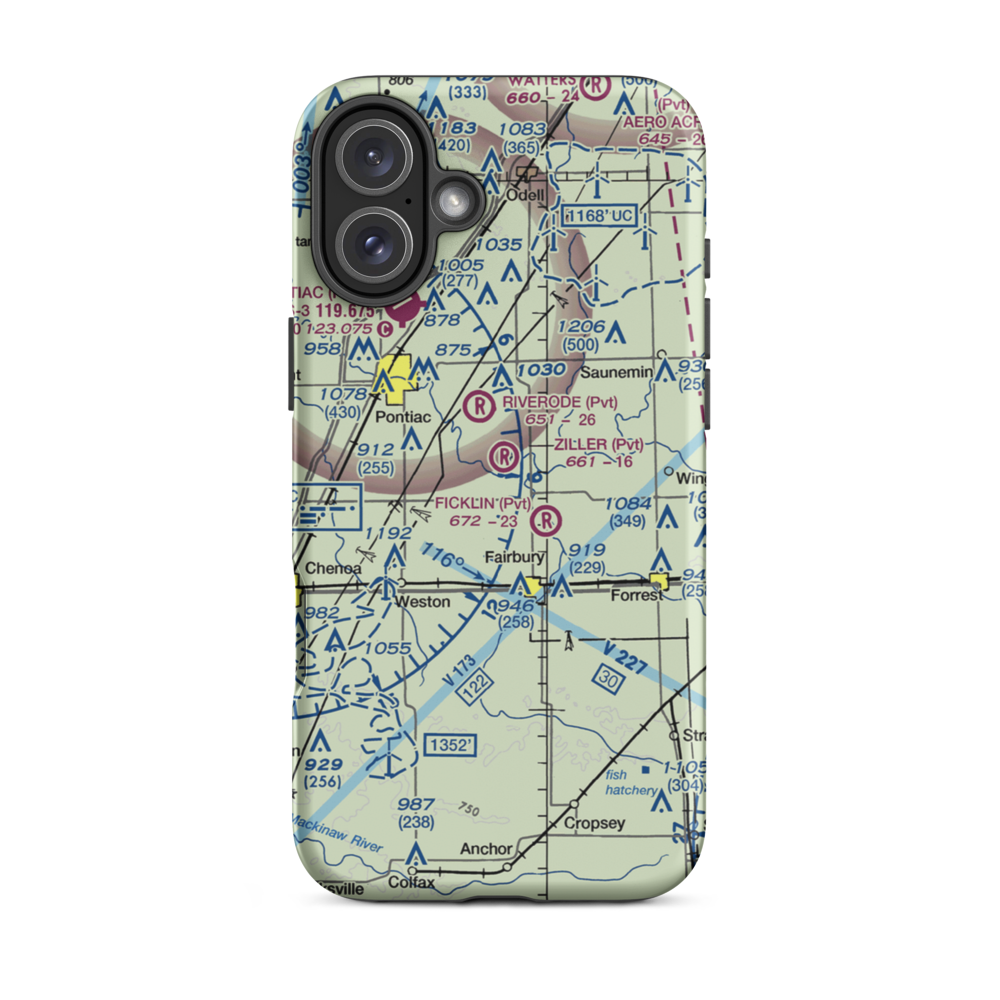 Wayne Ziller Jr Airport (4IL2) VFR Sectional  Tough iPhone Case iPhone 16 Plus model shown