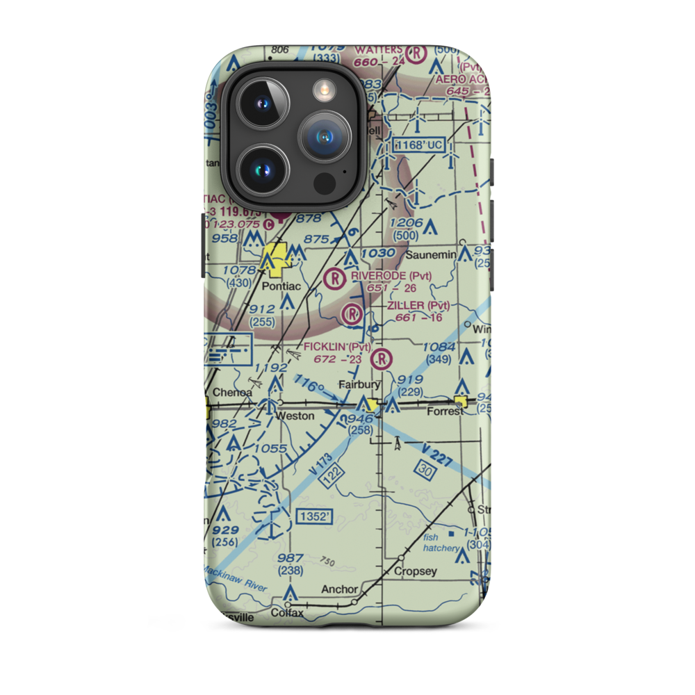 Wayne Ziller Jr Airport (4IL2) VFR Sectional  Tough iPhone Case iPhone 16 Pro Max model shown