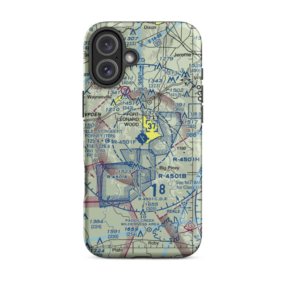 Waynesville-St. Robert Regional Forney field (TBN) VFR Sectional  Tough iPhone Case iPhone 16 Plus model shown