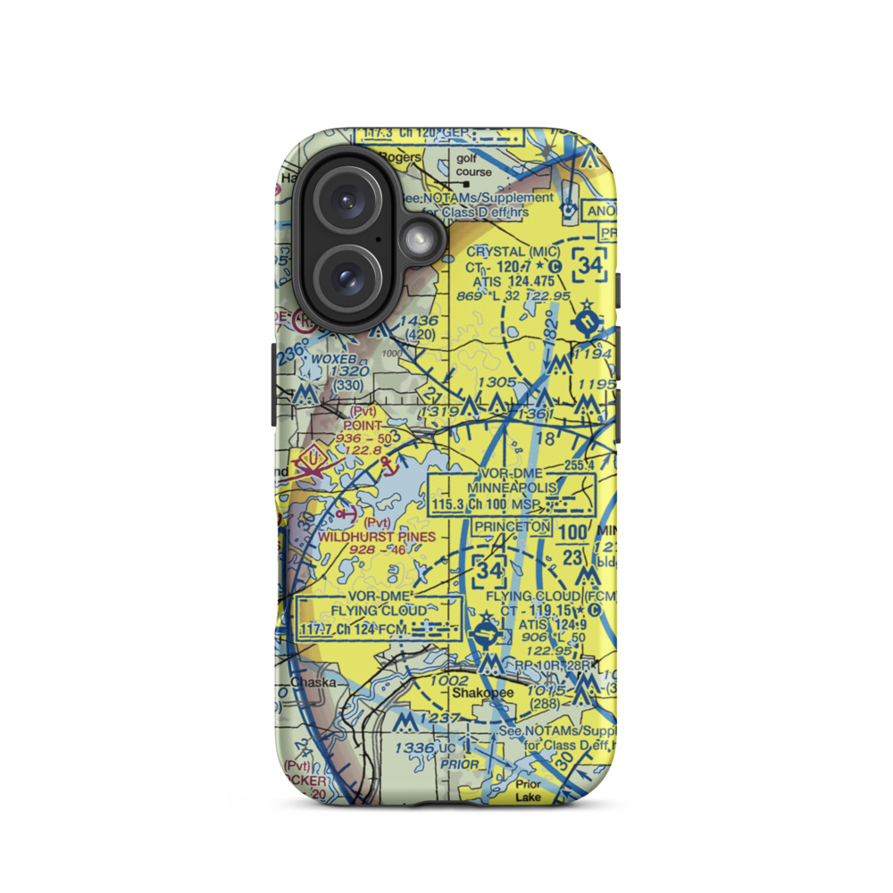 Wayzata Bay Landing Seaplane Base (MN37) VFR Sectional  Tough iPhone Case iPhone 16 model shown