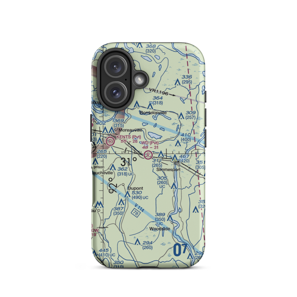 Wd Flyers Airport (22LA) VFR Sectional  Tough iPhone Case iPhone 16 model shown