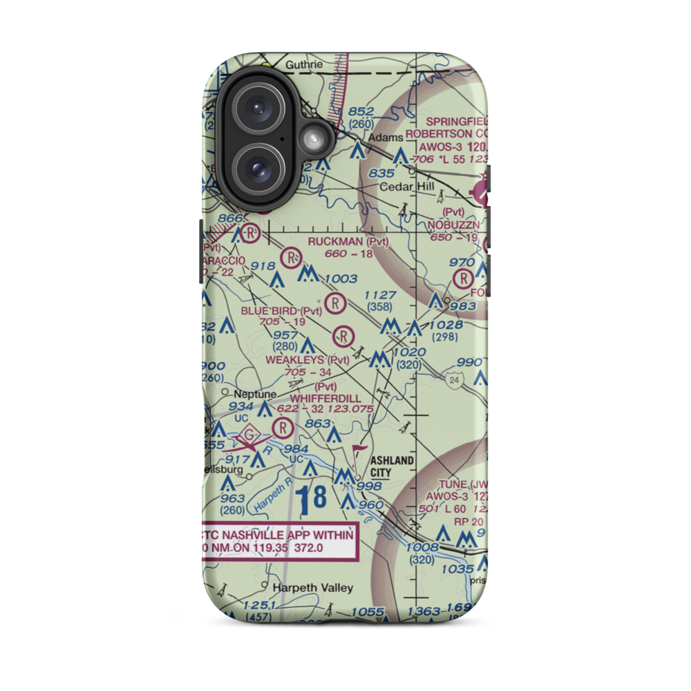 Weakleys Field (6TN1) VFR Sectional  Tough iPhone Case iPhone 16 Plus model shown