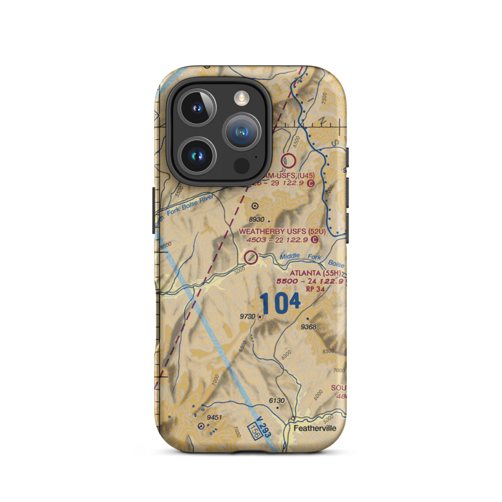 Weatherby US Forest Service Airport (52U) VFR Sectional  Tough iPhone Case iPhone 16 Pro model shown