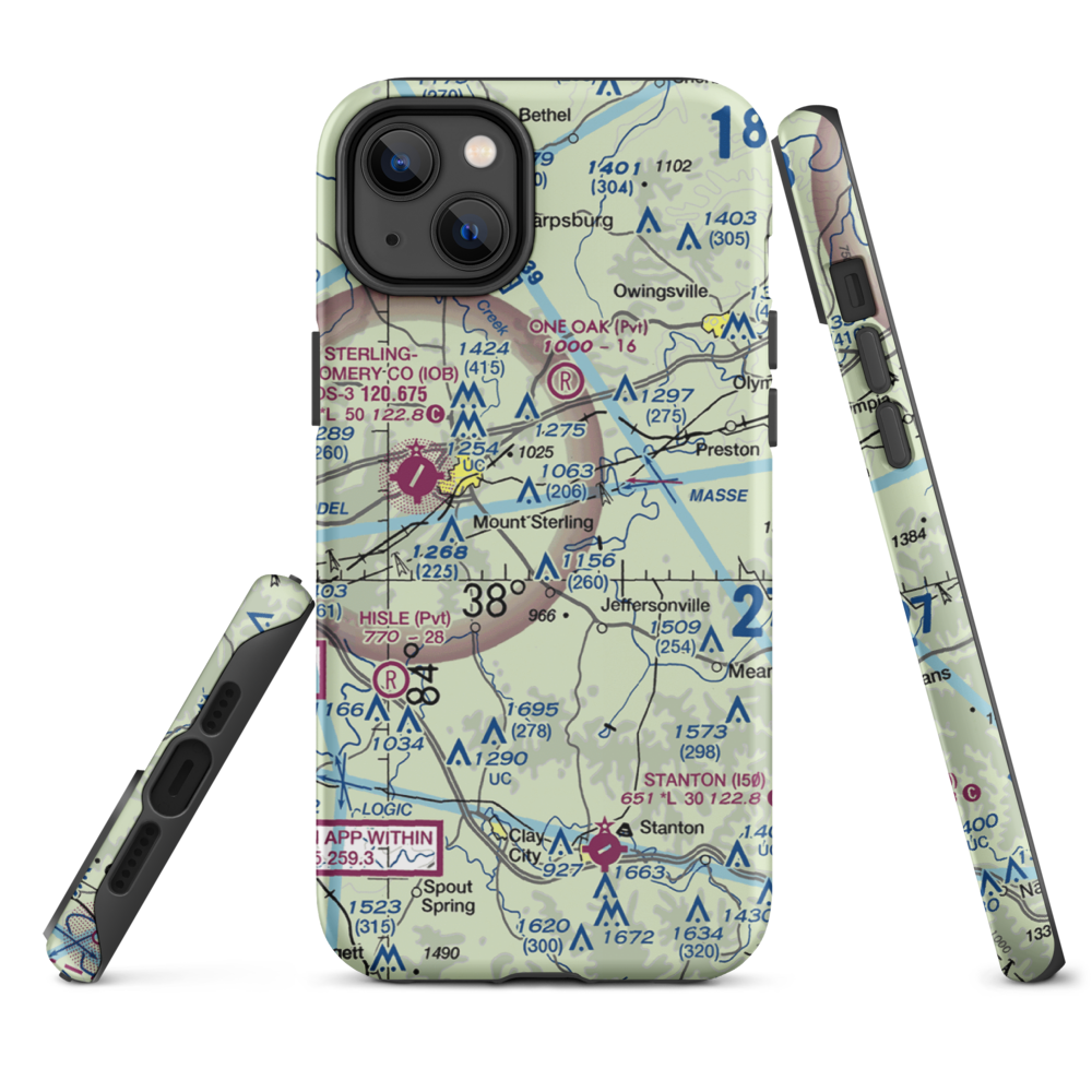 Weavers Run Airport (4KY5) VFR Sectional  Tough iPhone Case iPhone 14 Plus model shown