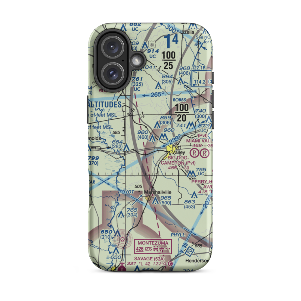Webb & Shepard Farm Airport (US-0023) VFR Sectional  Tough iPhone Case iPhone 16 Plus model shown