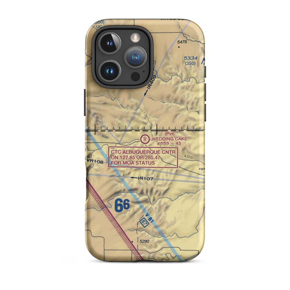 Wedding Cake Ranch Airport (NM14) VFR Sectional  Tough iPhone Case iPhone 16 Pro Max model shown