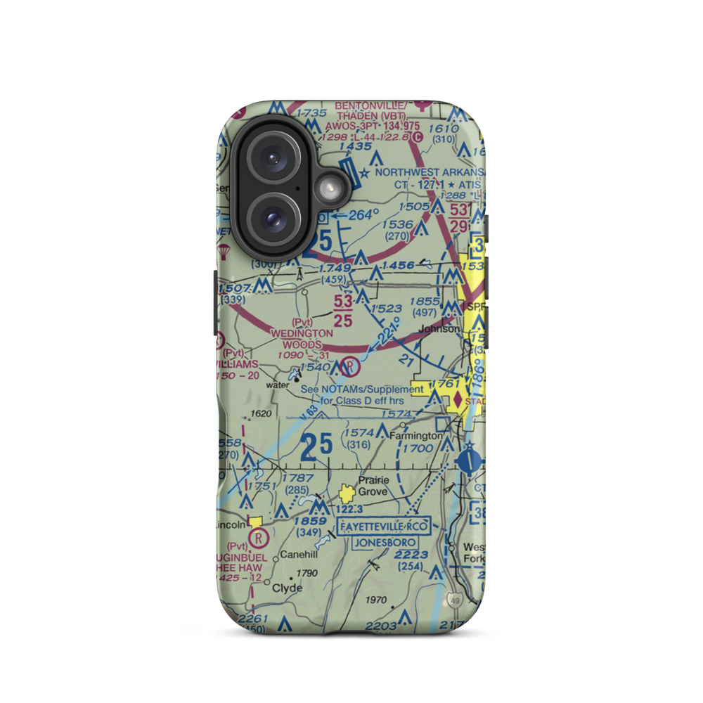 Wedington Woods Airport (67AR) VFR Sectional  Tough iPhone Case iPhone 16 model shown