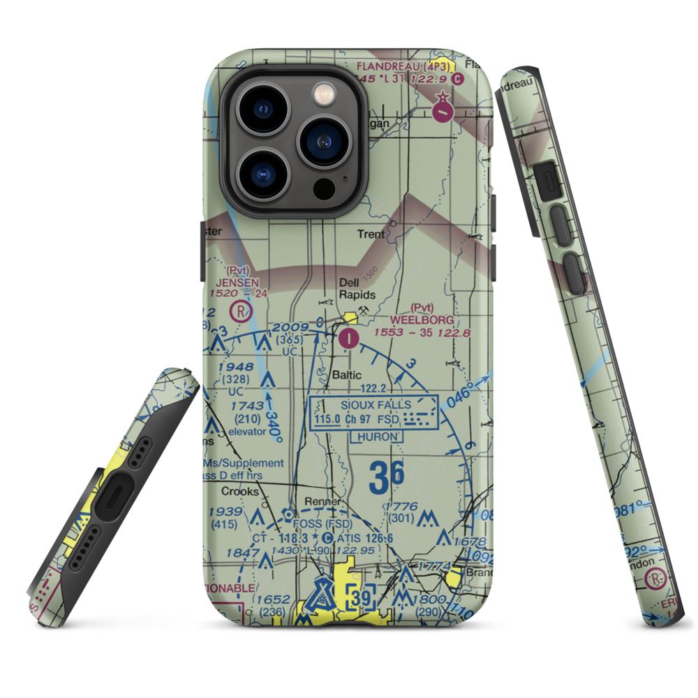 Weelborg Airport (9SD9) VFR Sectional  Tough iPhone Case iPhone 14 Pro Max model shown