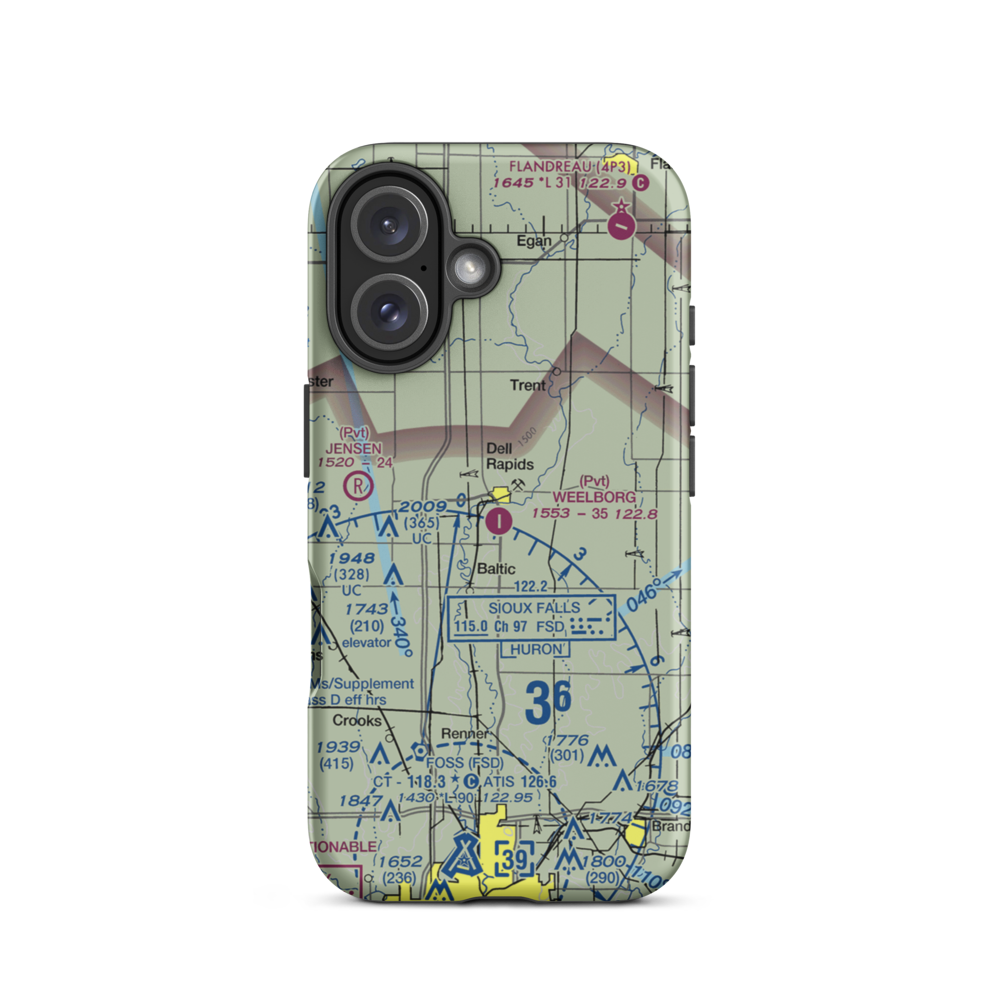 Weelborg Airport (9SD9) VFR Sectional  Tough iPhone Case iPhone 16 model shown